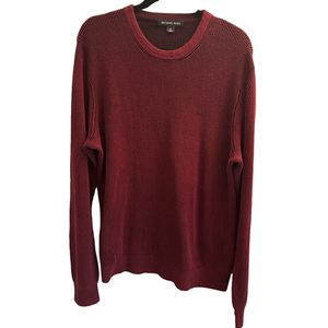 MICHAEL KORS Mens Large Red Merlot Long Sleeve Casual Cotton Knit Sweater XL